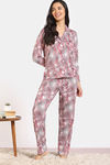 Zivame Print Fusion Knit Poly Pyjama Set - Snow White — thumbnail 2